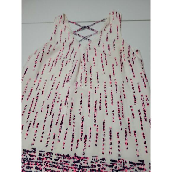 Skies Are Blue Womens Small Dress Blue Pink Criss Cross Back V Neck Lined Mini - Picture 4 of 12